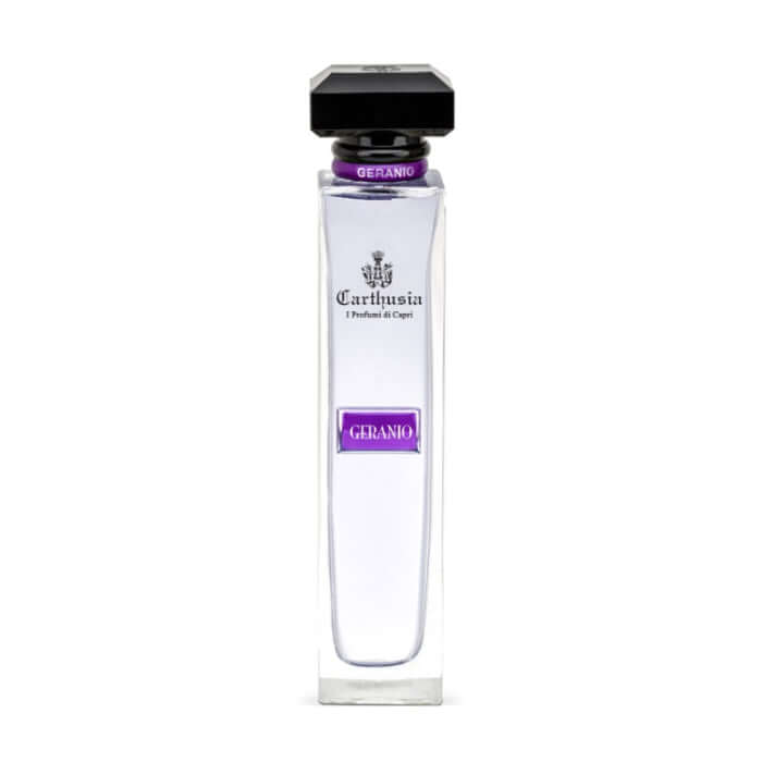 Geranio Acqua Profumata 100ml by Carthusia, featuring notes of geranium, cedarwood, and white musk.