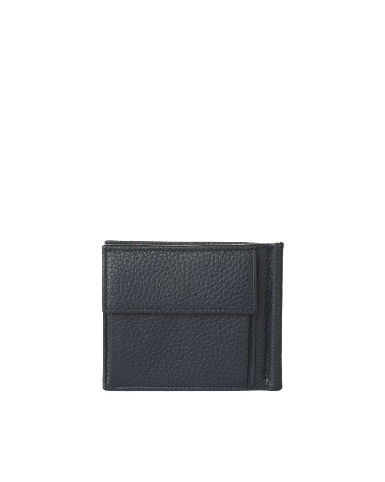 Portafoglio Micron in pelle martellata, RFID antifrode, clip ferma banconote, made in Italy, misura 11,5 x 8,5 cm.