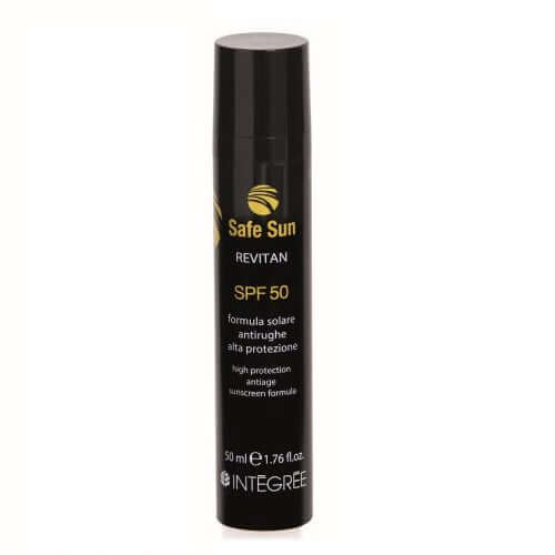 Revitan formula solare antirughe alta protezione SPF 50, 50 ml sunscreen for anti-aging and high UV protection.