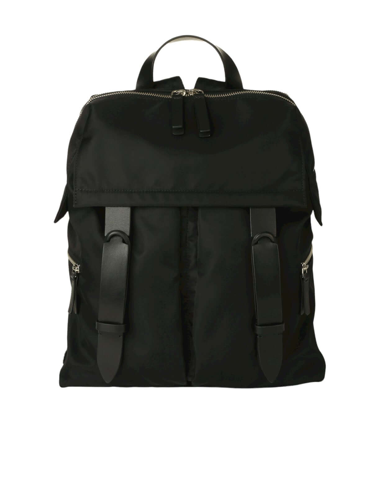 Zaino Nobuckle Planet Eco-Logic, eco-nylon backpack with leather details, zip closure and trolley strap, 33x36x15.5 cm.