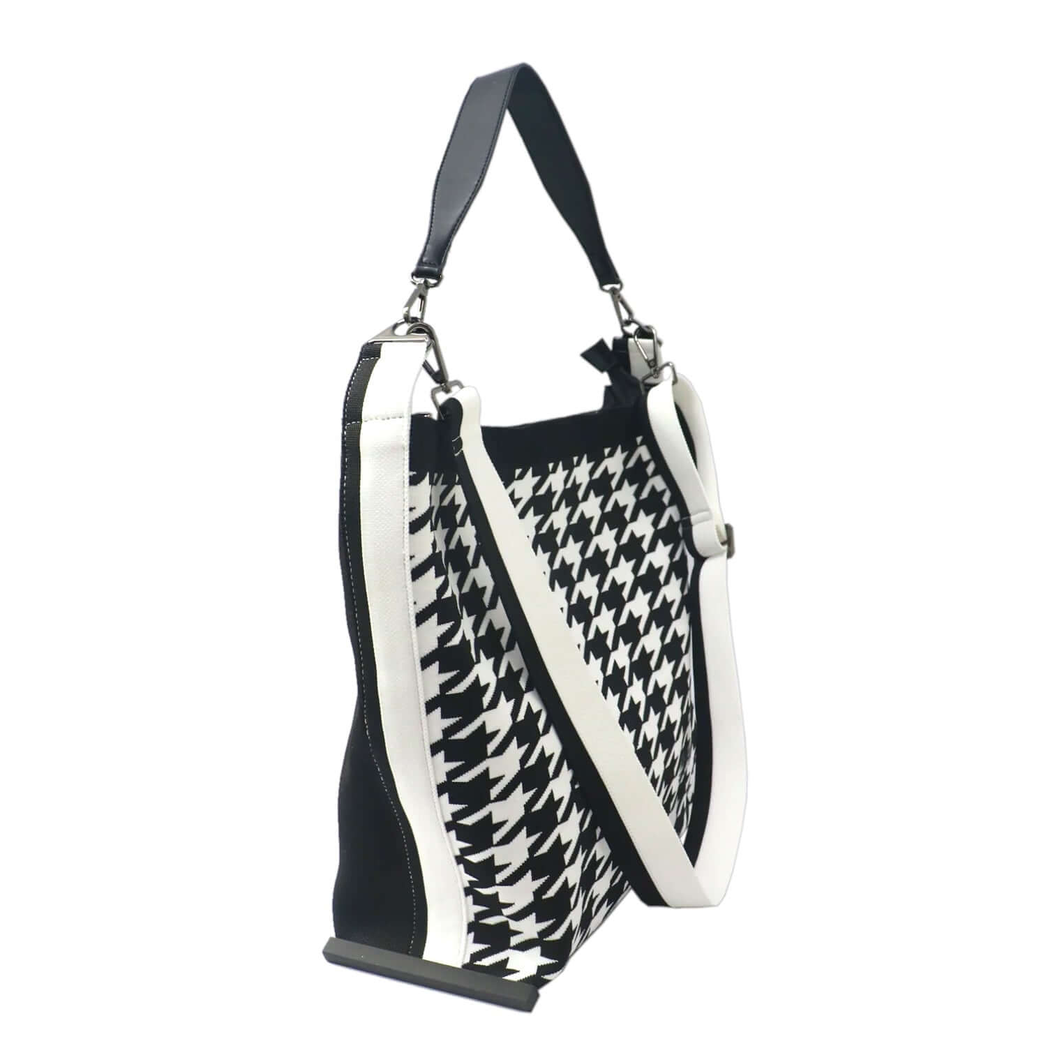 Elegant ETOILE bag with black and white houndstooth pattern, removable eco-leather strap, and stylish design.