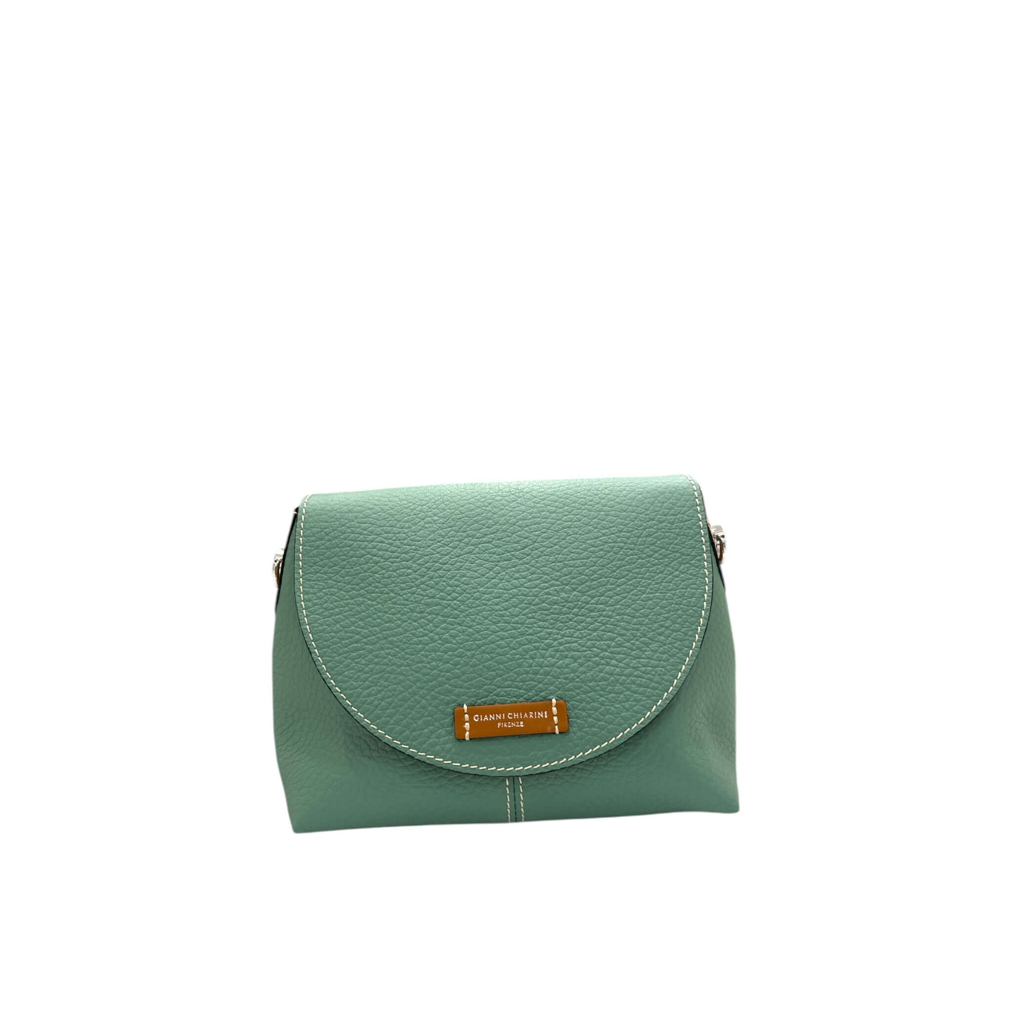 ALESSANDRA, borsa in pelle grana maxi Gianni Chiarini Firenze, chiusura a patta e tracolla in nastro.