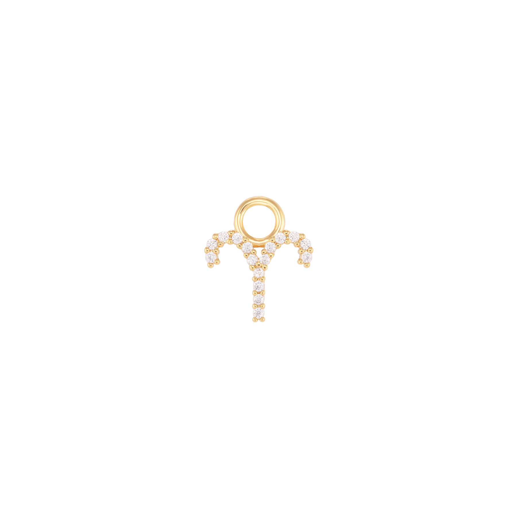Ariete zodiac pendant in high-quality brass, featuring an 18k gold plating with elegant design.