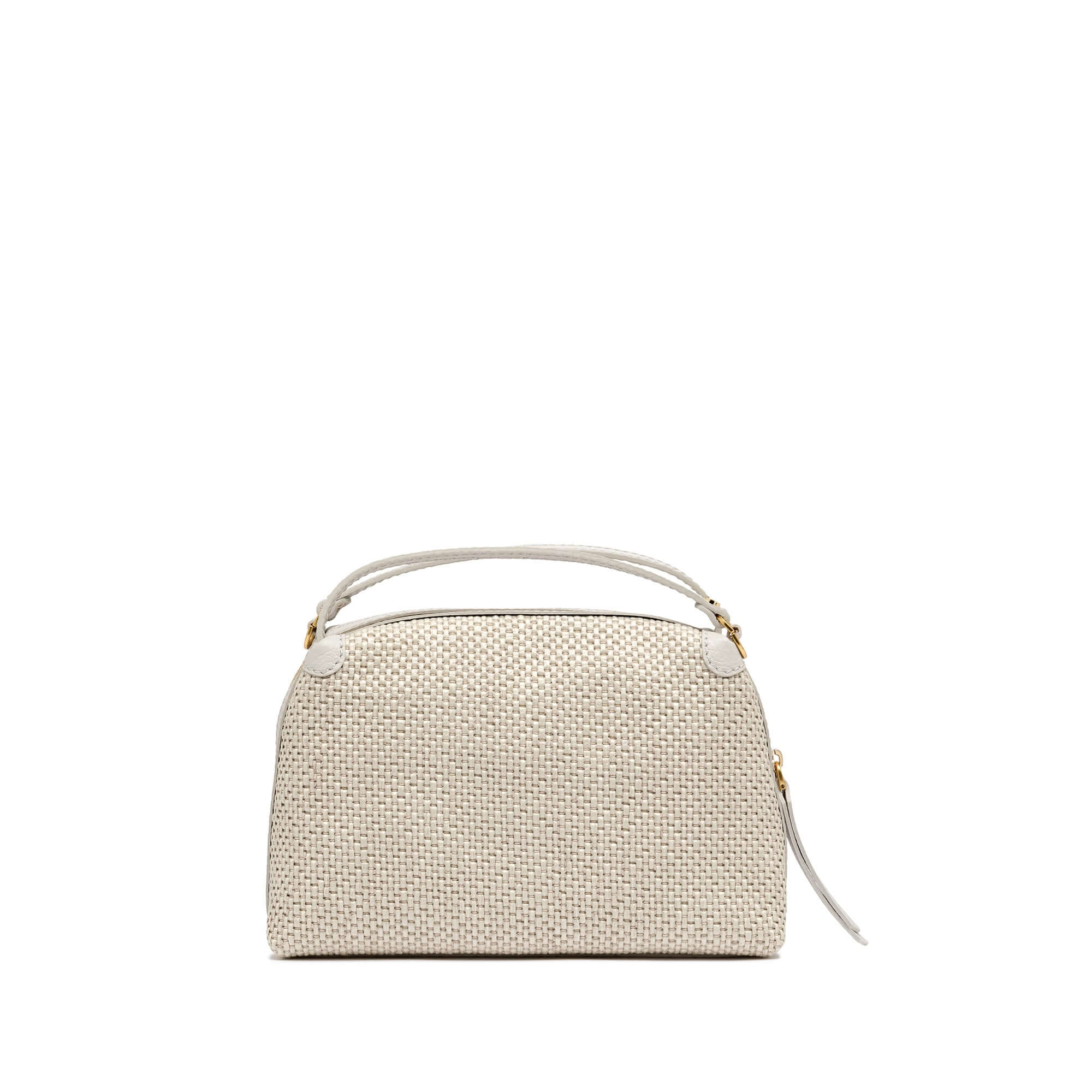 ALIFA borsa a mano Gianni Chiarini Firenze in tessuto di paglia intrecciata, chiusura zip e tracolla removibile.