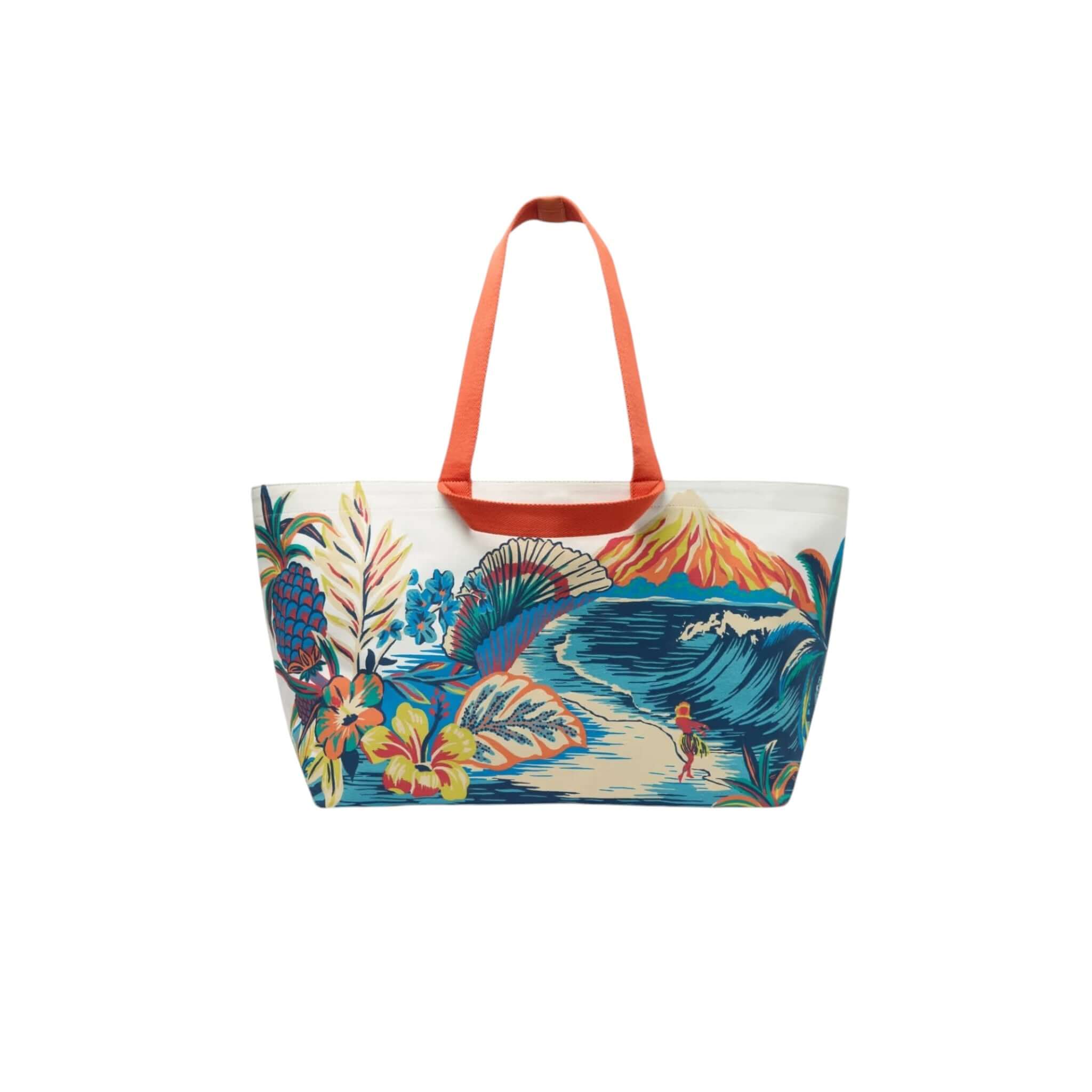 Borsa Carrier Hawai, borsa da weekend con design tropicale, manici regolabili, dimensioni 32x70x25 cm.
