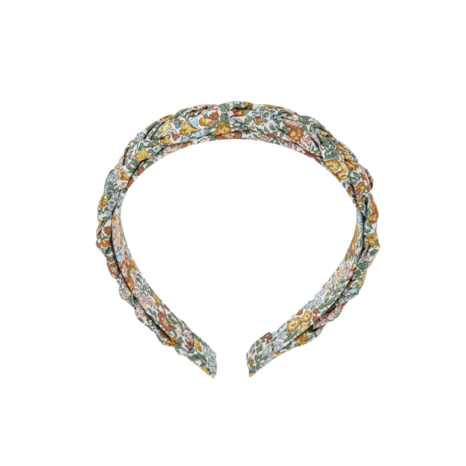Braided hairband in Liberty Penstemon Road print, made of 100% cotton, perfect for stylish hair accessories.