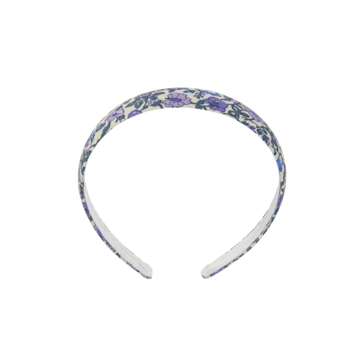 Cerchietto Capelli hairband in Liberty Meadow Lavender fabric, 100% cotton floral design.