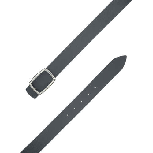 Cintura Piatta Micron Double in Pelle, reversibile con fibbia logata in palladio, altezza 3,5 cm, Made in Italy.