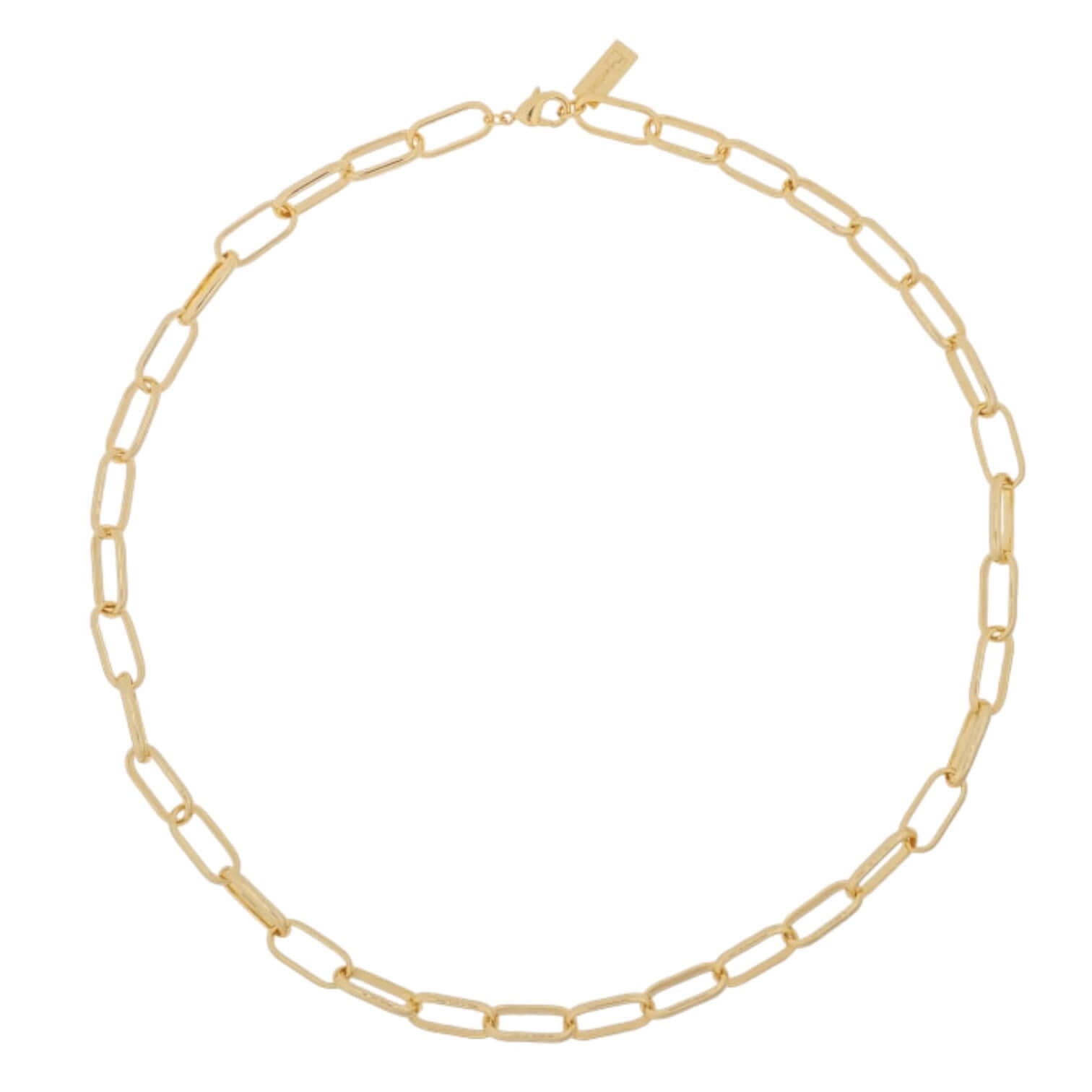 Collana catena in ottone placcato oro 18 carati, 47 cm di lunghezza, elegante accessorio per ogni occasione.