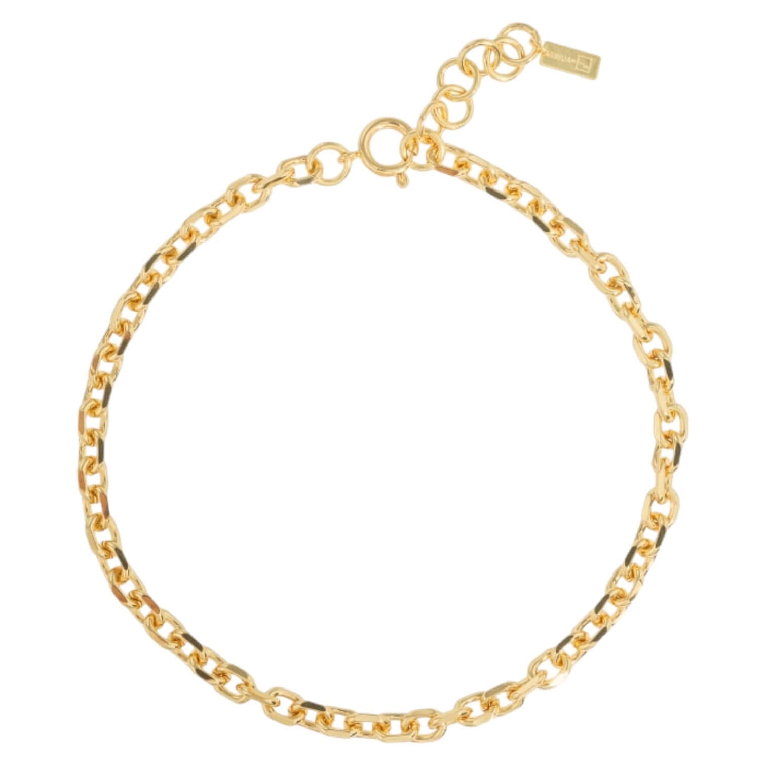 Collana catena in ottone placcato oro 18 carati, lunghezza 40 cm, design elegante e raffinato.