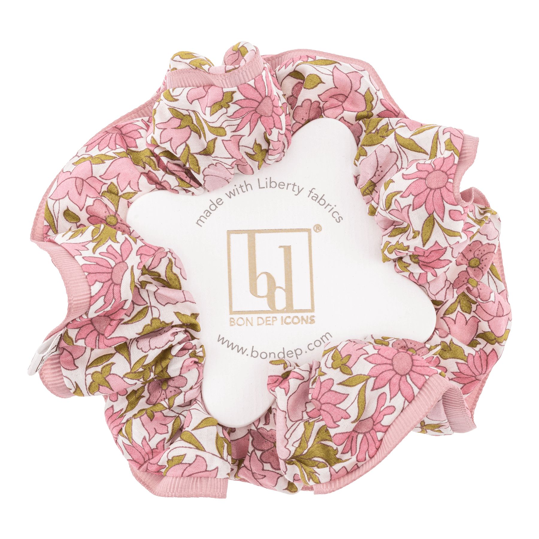 Elastico per capelli Liberty Poppy in tonalità rosa con fiori, ideale per un look elegante e vivace.