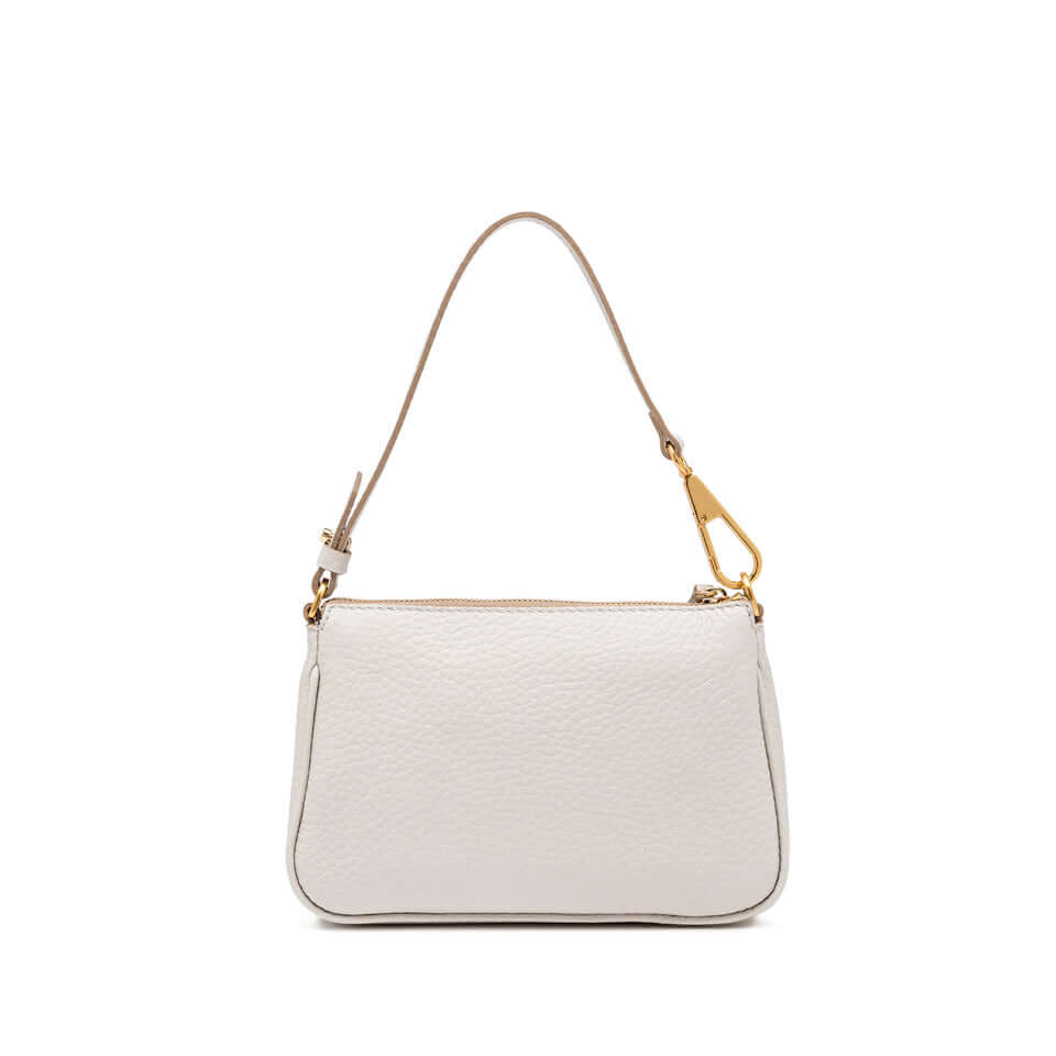 BROOKE by Gianni Chiarini, elegant white leather bag with zip closure and removable strap, perfect for daily use.