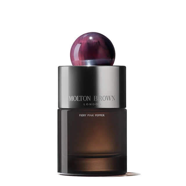 Molton Brown Fiery Pink Pepper Eau De Parfum 100ml bottle with elegant design and unique resin cap.