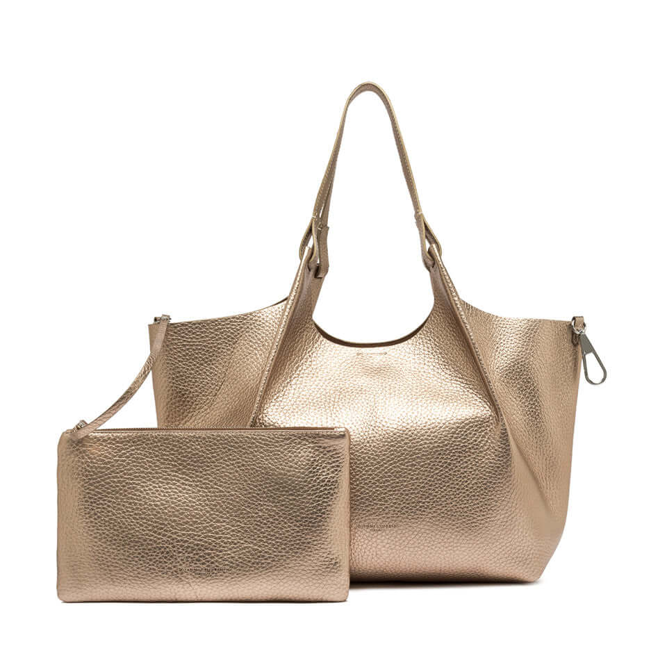 Borsa DUA in pelle bubble double gianni chiarini, elegante e pratica, con tasca interna, colori metallici.