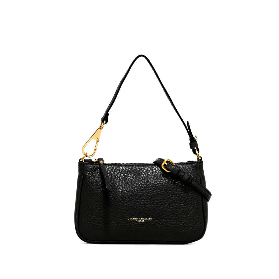 BROOKE by Gianni Chiarini in black leather with zip closure and removable strap, stylish and functional for everyday use.
