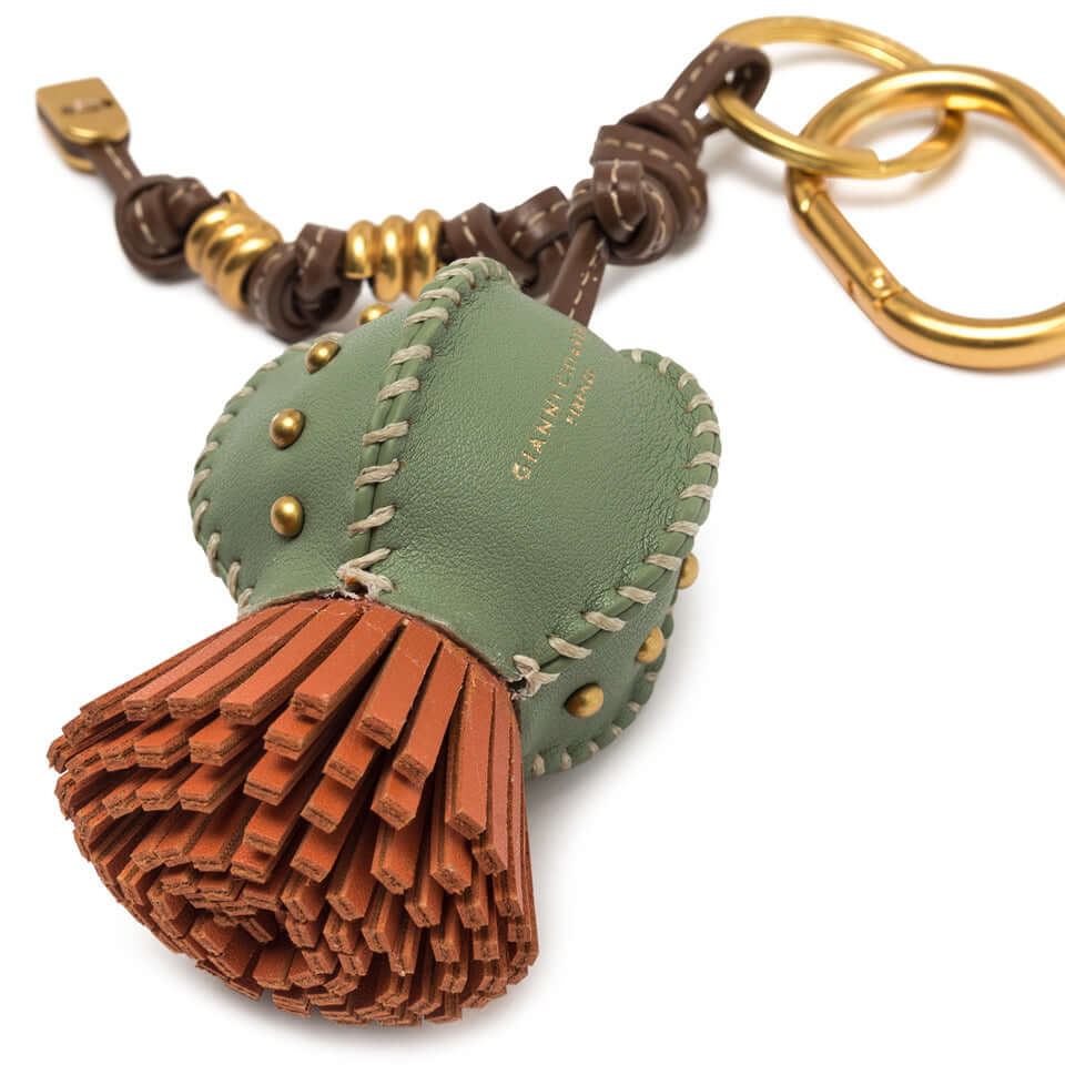 CHARM Cactus by Gianni Chiarini Firenze, originale accessorio in pelle sintetica con borchie e moschettone.
