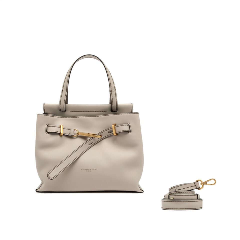 TILDA by Gianni Chiarini Firenze, elegant top handle handbag in smooth leather, with detachable strap for crossbody use.
