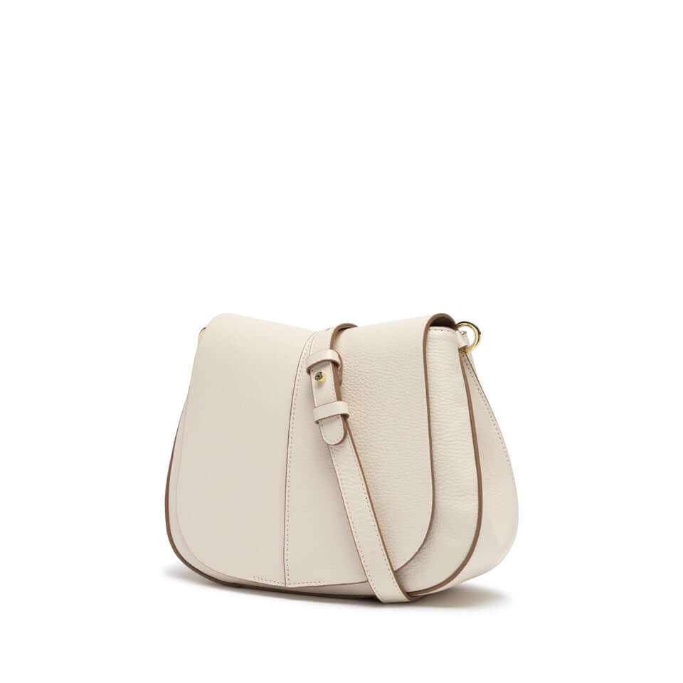 Borsa HELENA ROUND di Gianni Chiarini, in pelle bianca con tracolla, design elegante e funzionale.