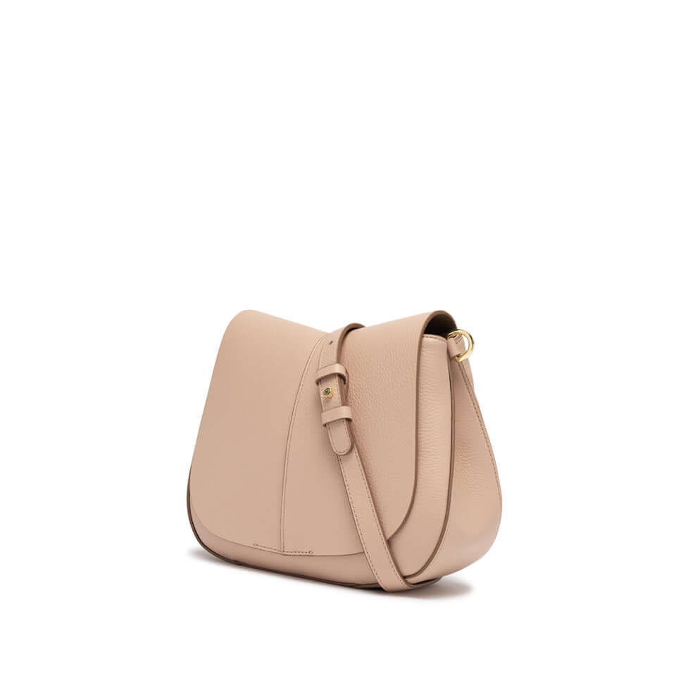 Borsa HELENA ROUND di Gianni Chiarini, in pelle, design contemporaneo, tracolla, colore nude.