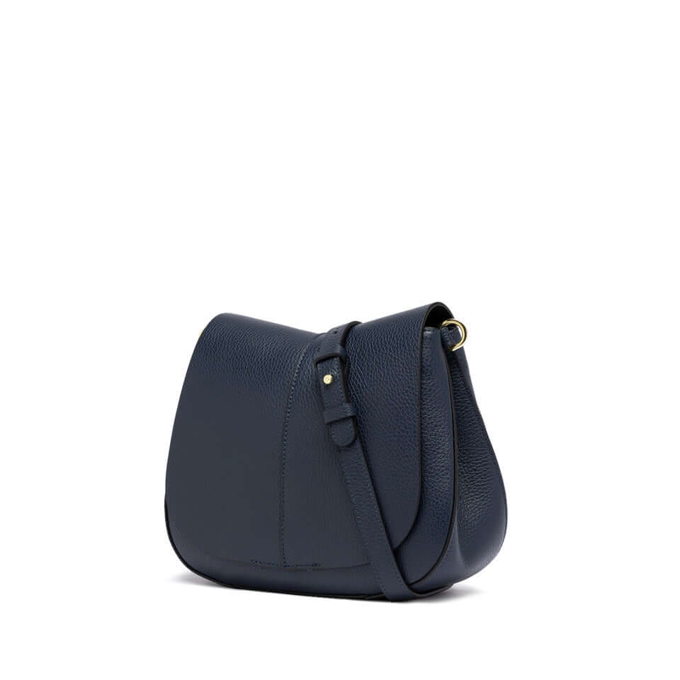 Borsa HELENA ROUND di Gianni Chiarini, realizzata in pelle, design moderno, colore blu navy.