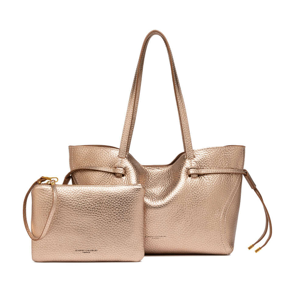 VIOLETTE by Gianni Chiarini, sophisticated gold leather handbag with matching pochette, stylish and practical.