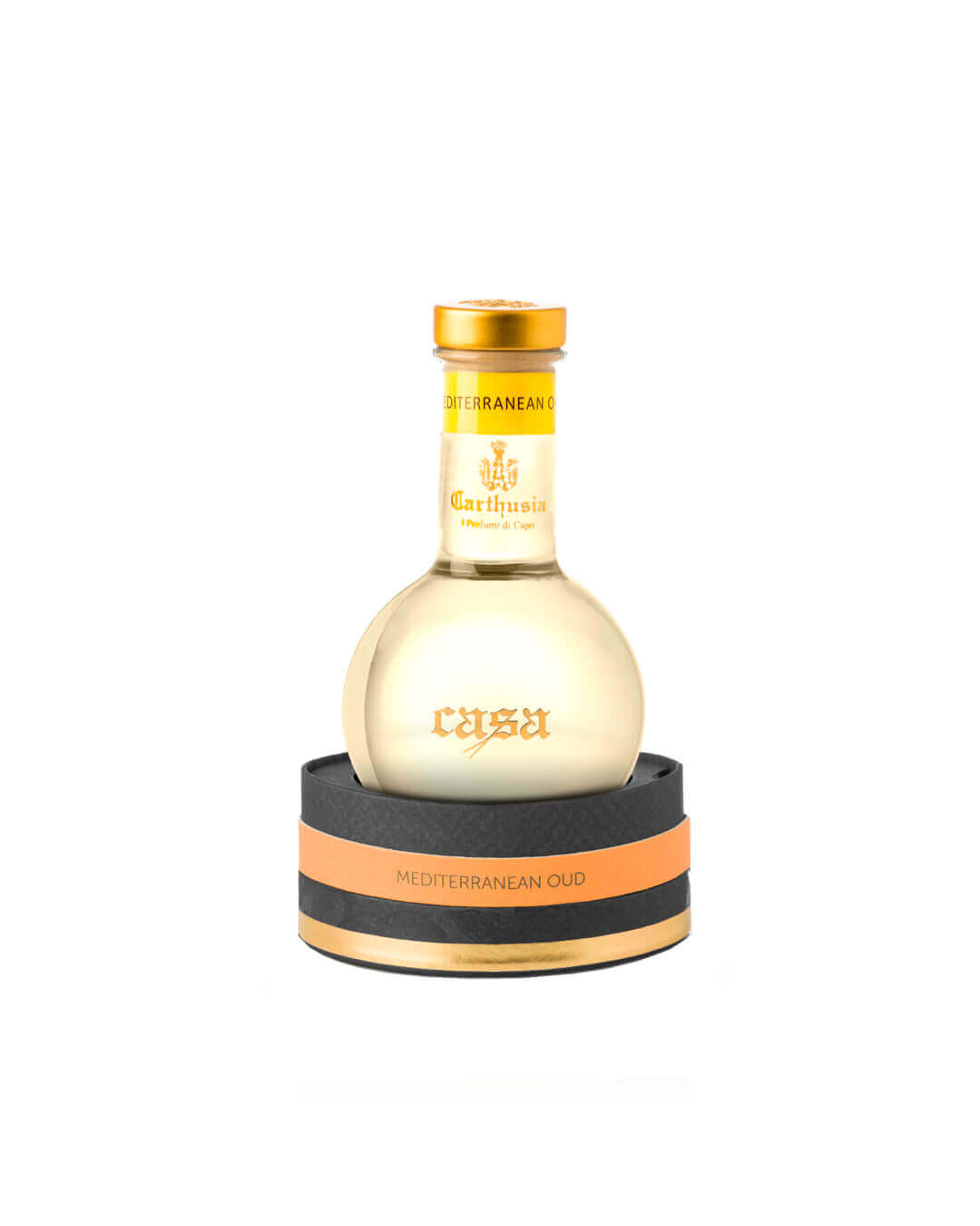 Mediterranean Oud Diffusore by Carthusia, showcasing its elegant bottle and refined packaging.