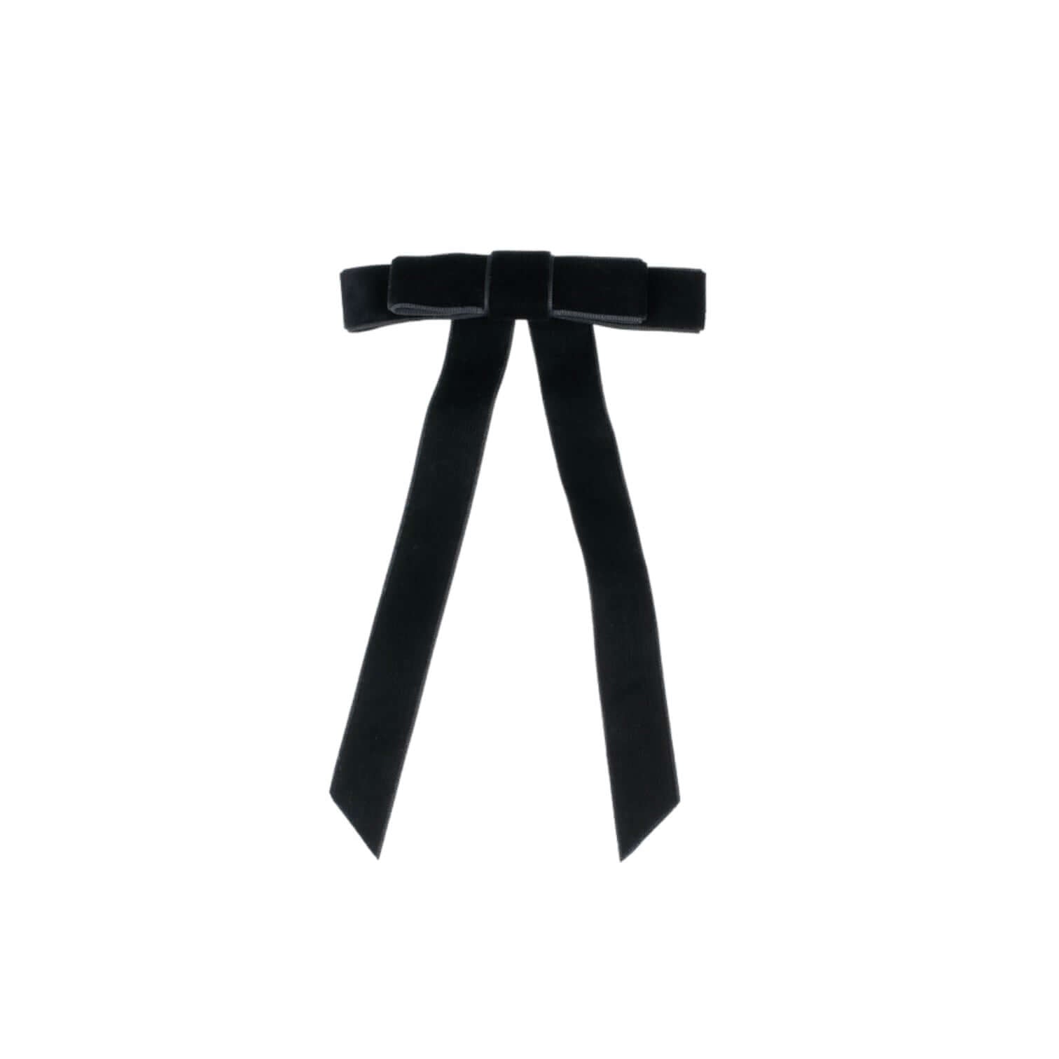 Molletta Capelli Big Bow in black velvet, featuring a wide bow design with long trailing ribbons for stylish hair accessories.