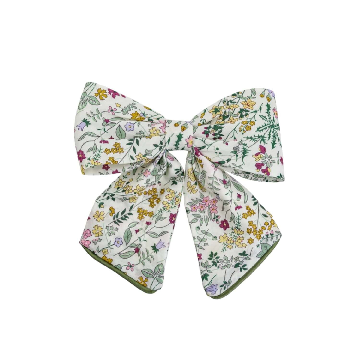 Luxury Liberty Fields flower bow hair accessory made of 100% cotton, featuring a vibrant floral design.