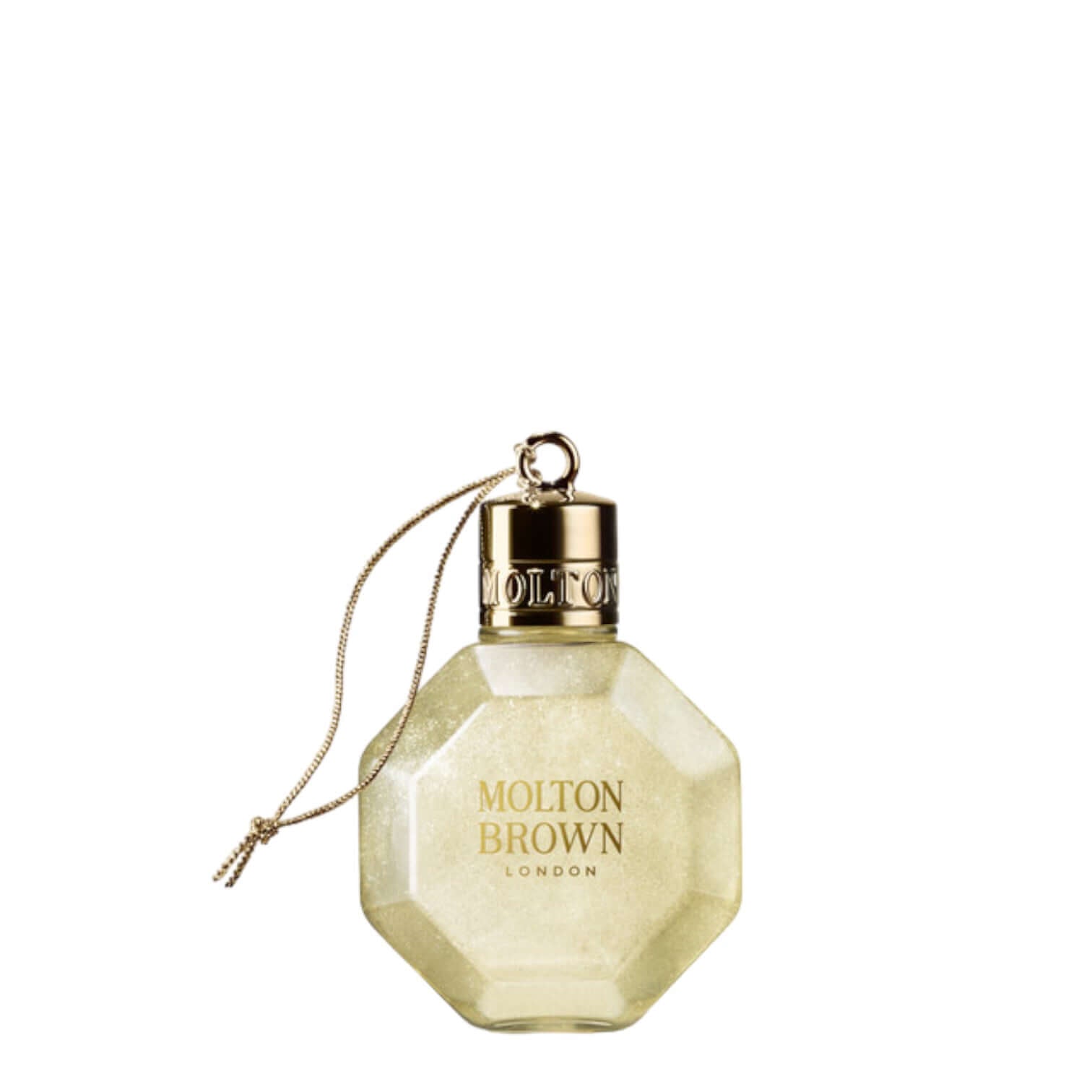 Molton Brown festive liquid soap in a luxurious vintage-inspired octagonal bottle.