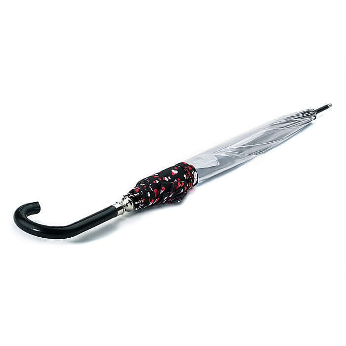 Ombrello Luxe Love Heart with fashionable dome shape and transparent PVC cover for stylish protection.