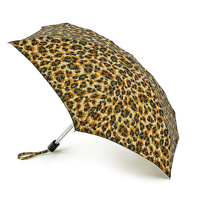 Ombrello Tiny Bling Leopard compact umbrella with stylish leopard print, lightweight and wind-resistant design.