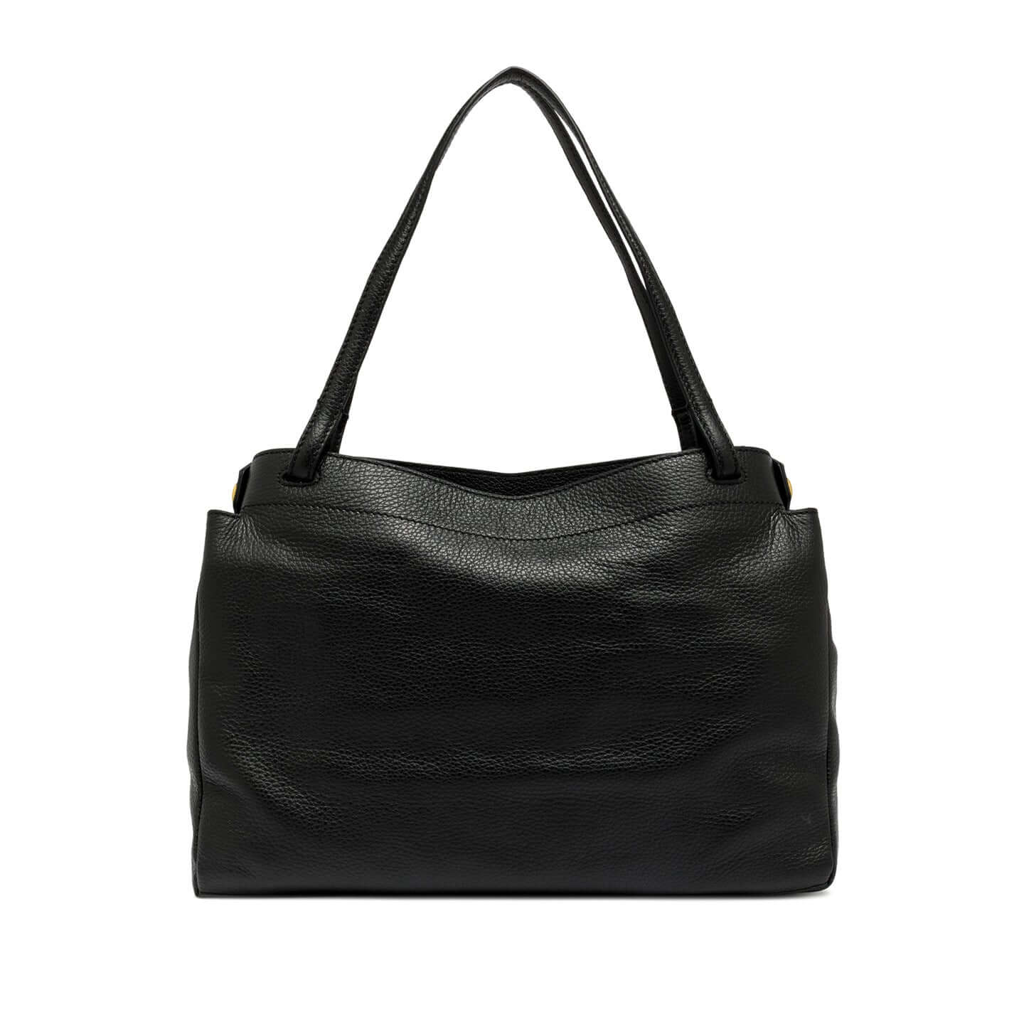 Borsa OTTAVIA in morbida pelle martellata, colore nero, con manico superiore, ideale per outfit daily casual.