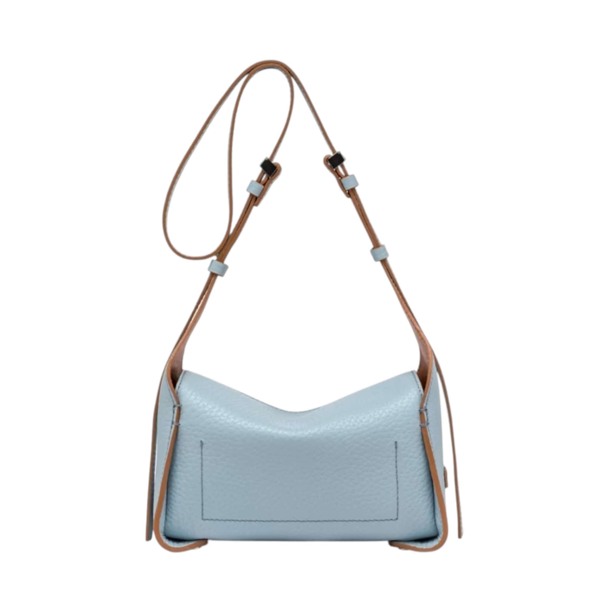 Borsa PENELOPE in pelle maxi grana celeste con tracolla regolabile, elegante e pratica, Gianni Chiarini.