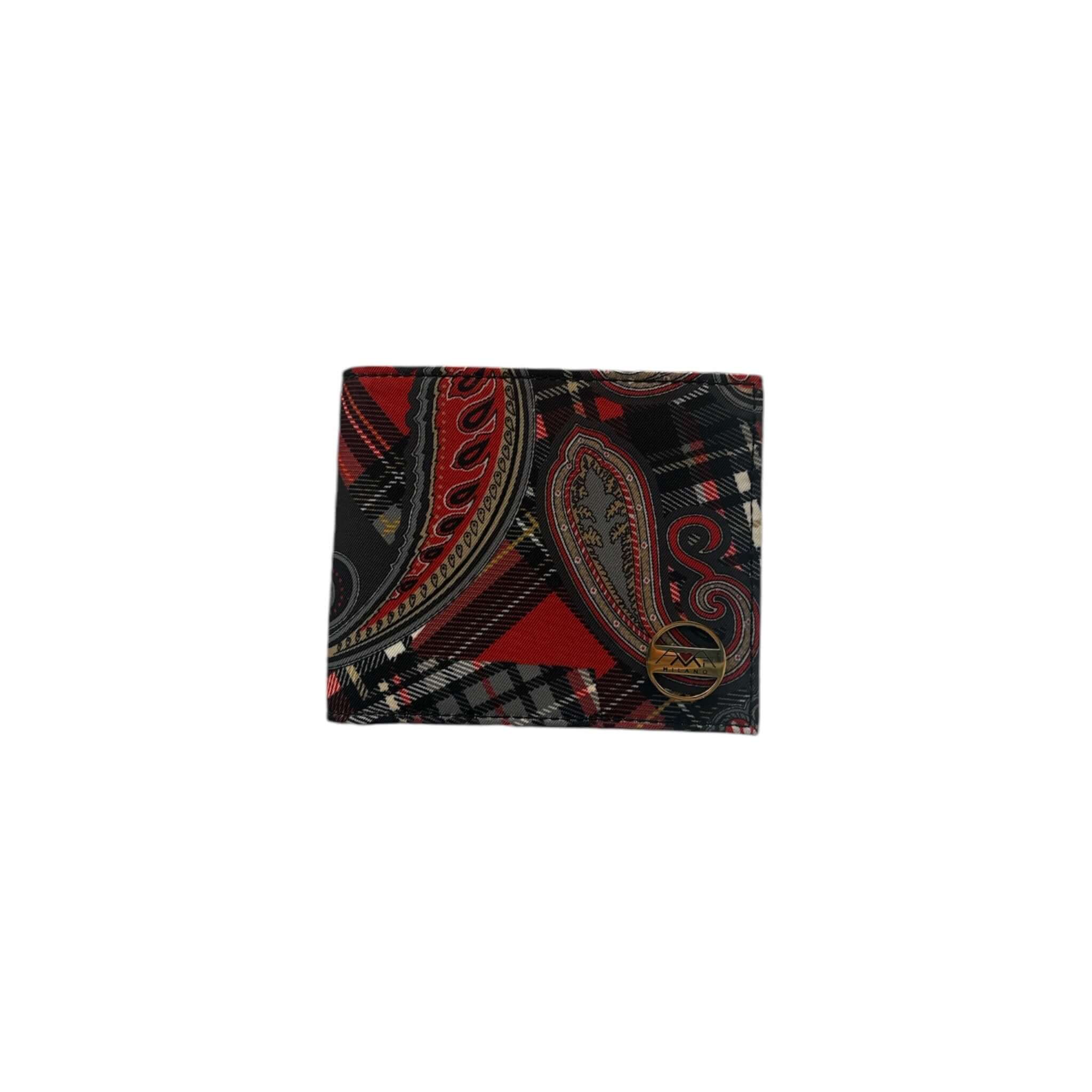 Elegante portafoglio Amami Milano in tessuto a fantasia con 8 scompartimenti per carte e 2 per contanti.