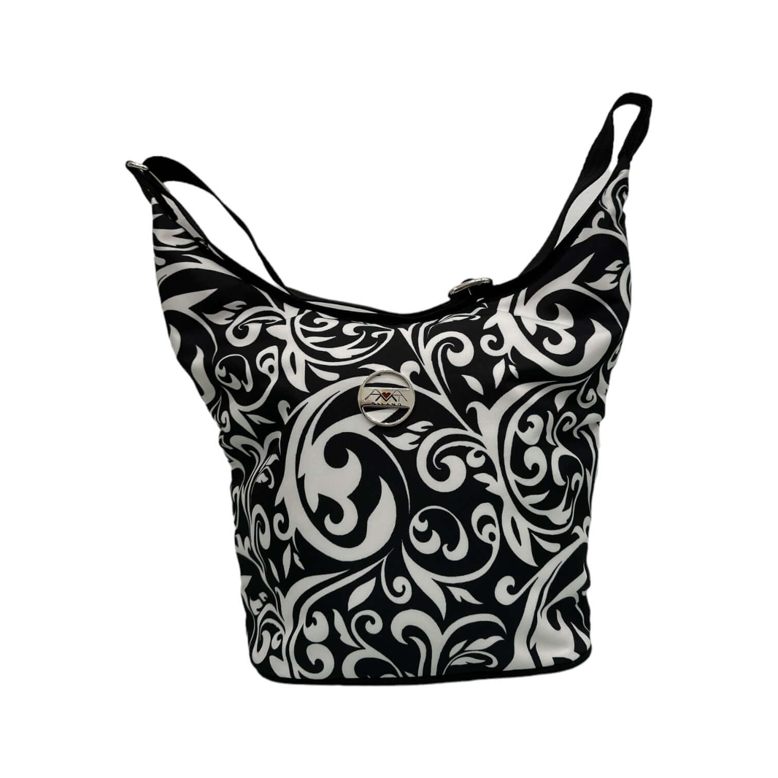 Elegante borsa a sacca in nylon riciclato, finitura antisfilo e impermeabile, ideale per un uso ecologico.