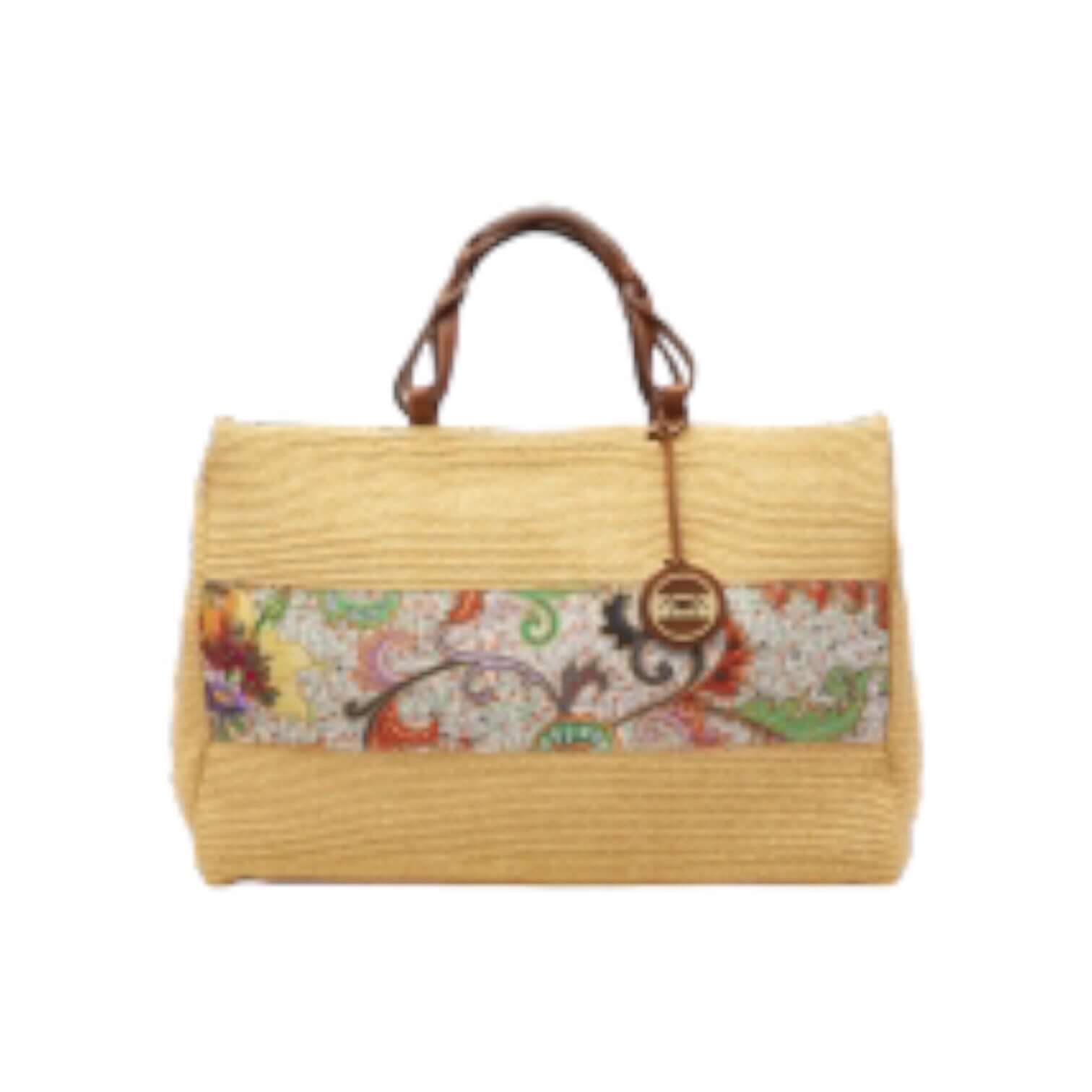 Shopping Paglia straw bag, elegant design, ideal for carrying purchases, measures 46 x 30.5 x 20 cm, lightweight and stylish.