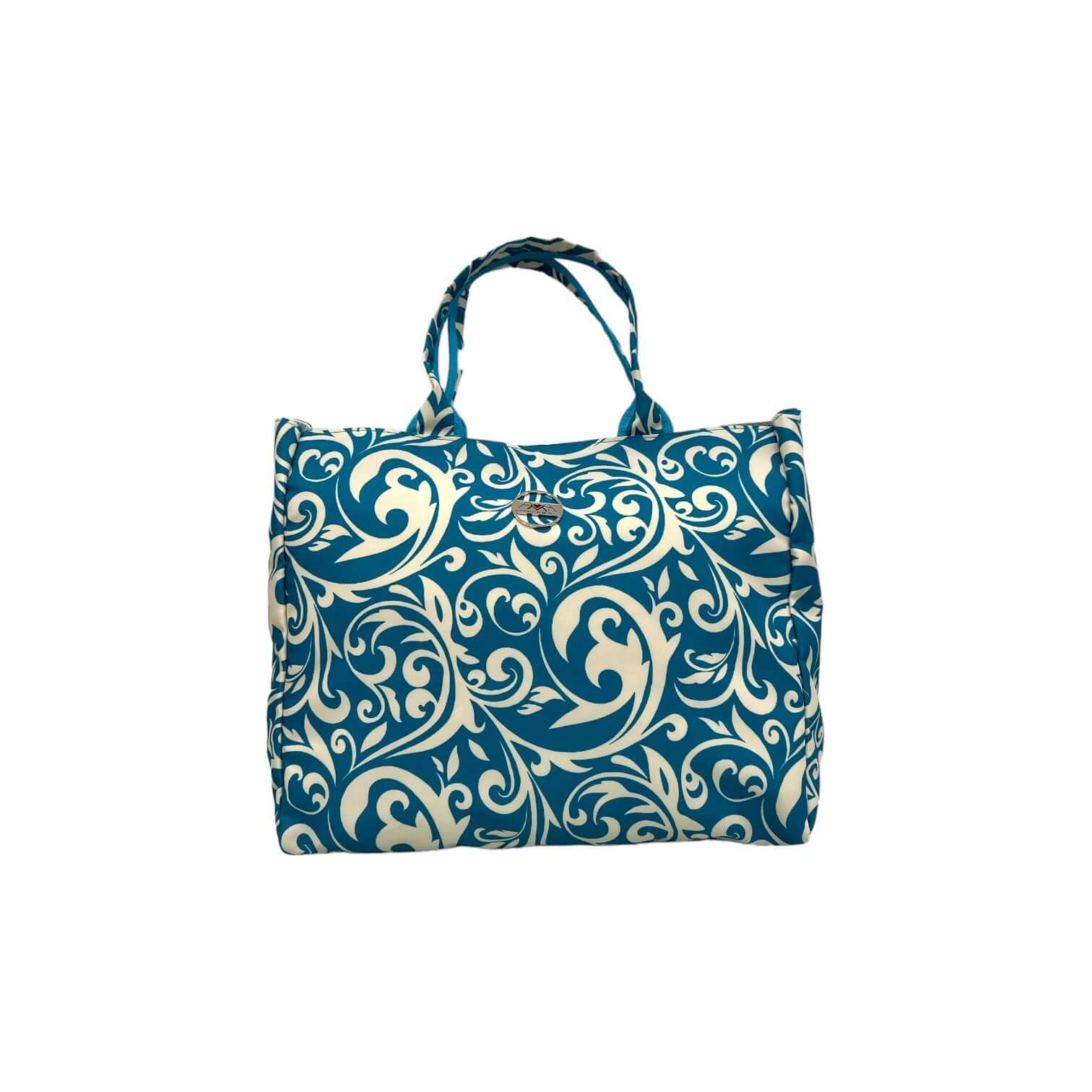 Shopping Grande bag in recycled nylon with floral pattern, durable and waterproof for eco-friendly shopping.
