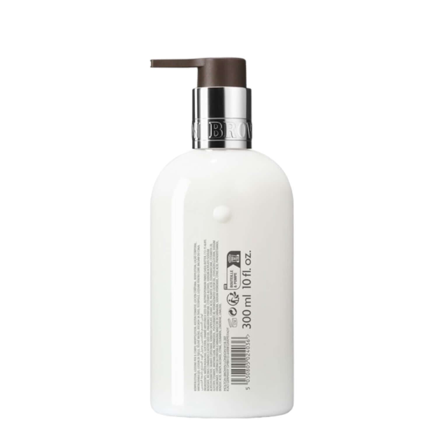 Sunlit Clementine & Vetiver body lotion, 300 ml, with elegant pump dispenser and stylish white bottle.