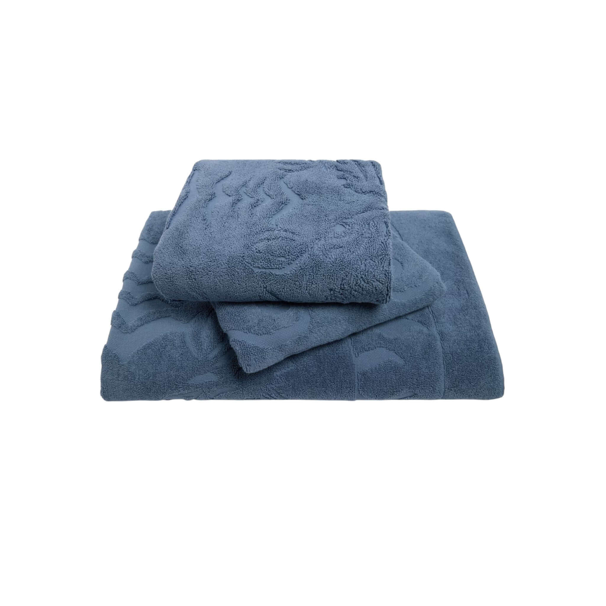 Telo da bagno grande Baldo in cotone 100%, colore blu, dimensioni 90 x 160 cm, prodotto in Portogallo.
