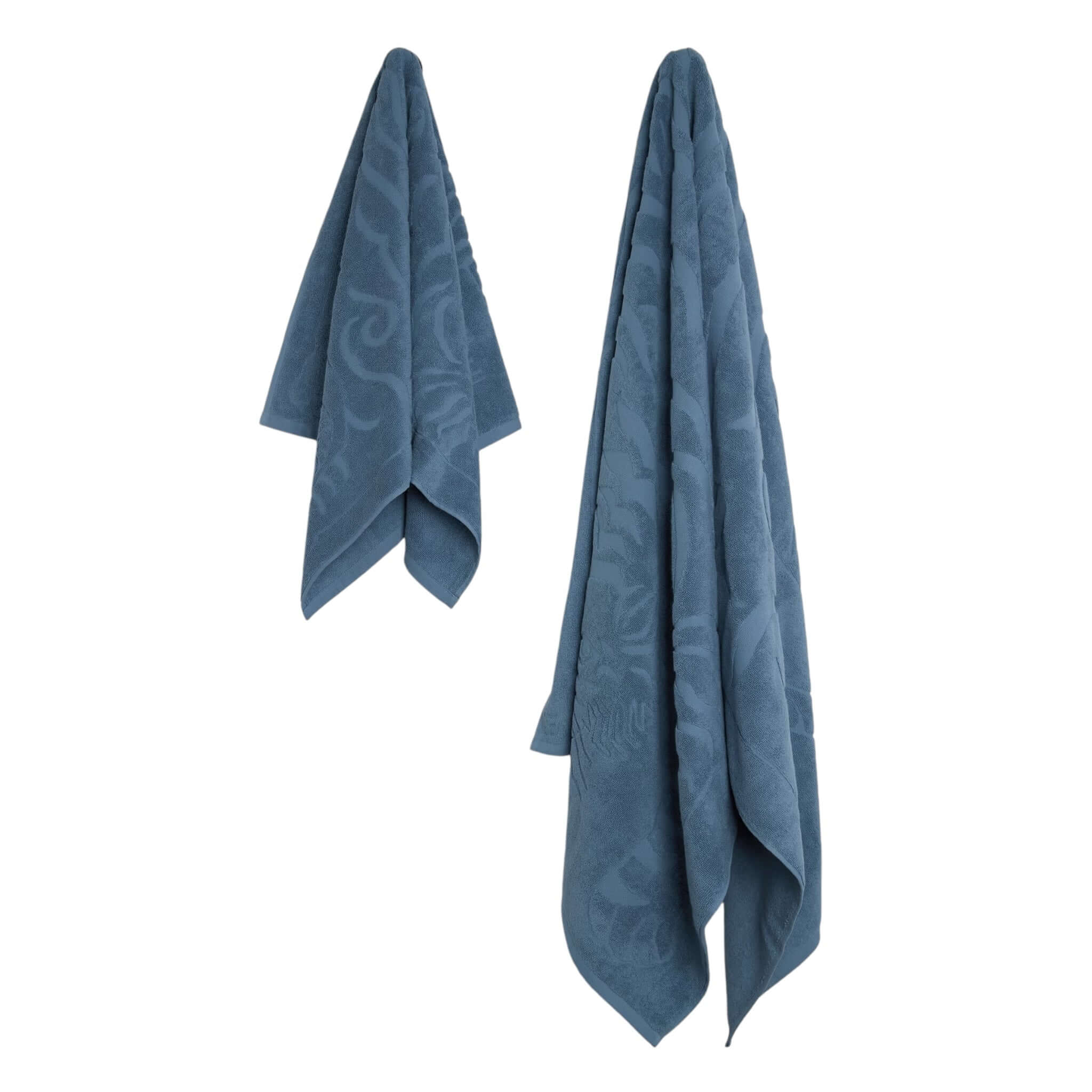 Asciugamani blu in cotone della linea Baldo, 90 x 160 cm, prodotti in Portogallo.