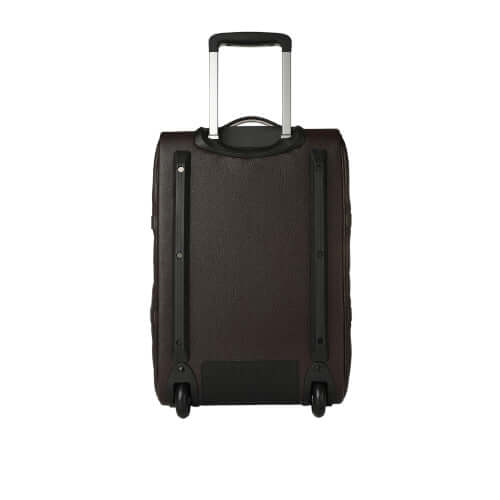 Trolley da Viaggio in Pelle con ruote, dimensioni 52x24x36 cm, finitura palladio, made in Italy.