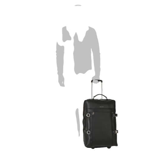 Trolley da viaggio in pelle, dimensioni 52x24x36 cm, scompartimenti e chiusura di sicurezza made in Italy.