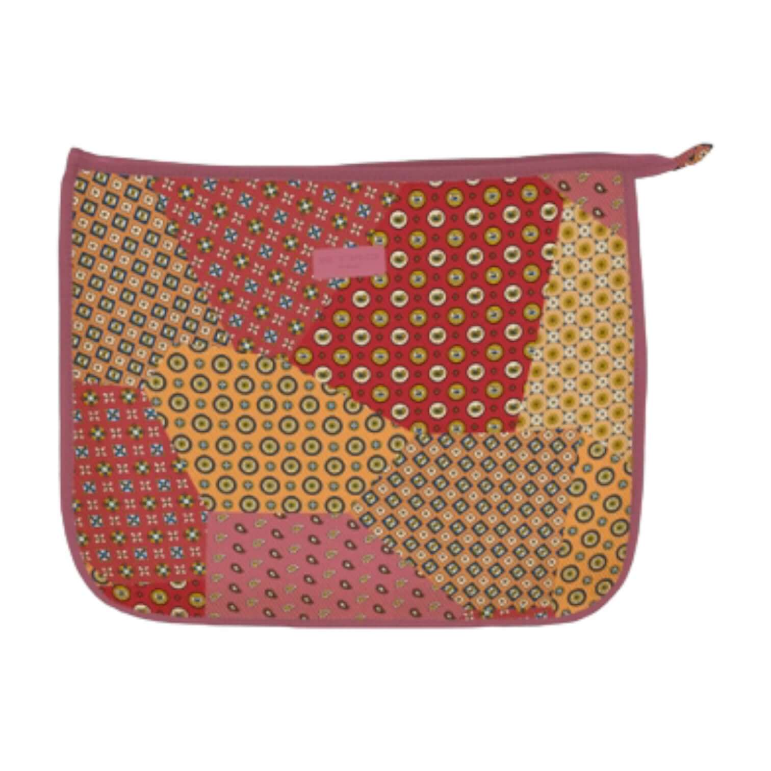 Trousse in nylon lavabile a fantasia con divisorio interno, chiusura zip e targhetta ETRO, misure 29x24x14 cm.