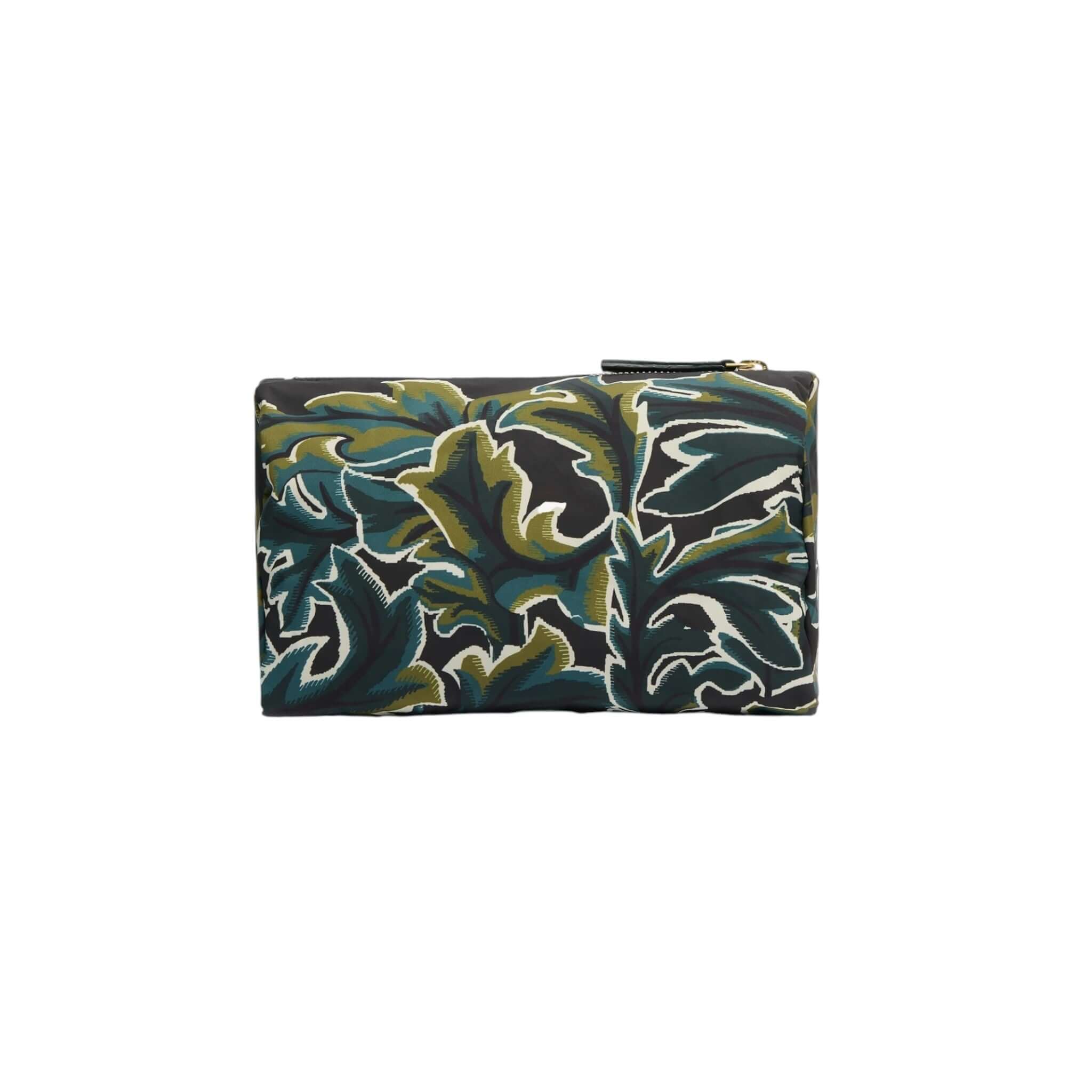 trousse Leonard in colorful floral pattern, featuring a zip pocket and soft nylon material, ideal for stylish storage.