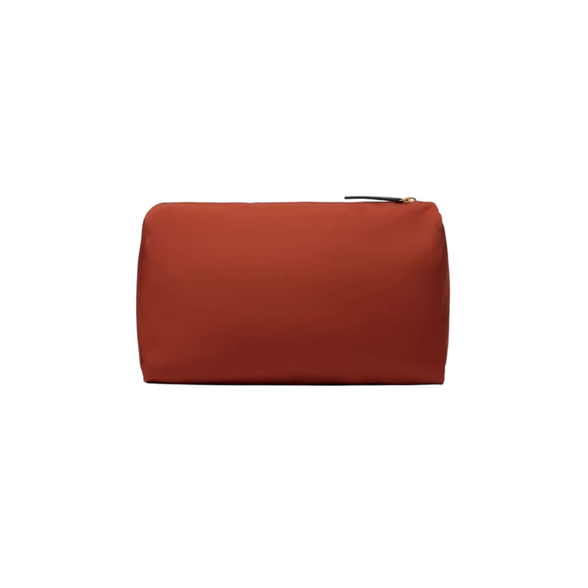 Trousse Octopus in terracotta color, lightweight nylon, with two inner pockets and zip, dimensions 22.5x14x11.5 cm.