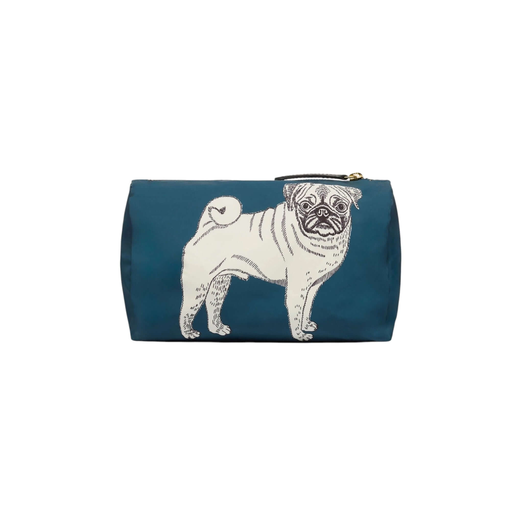 Trousse toutou small in nylon featuring a pug design, ideal for organizing essentials.