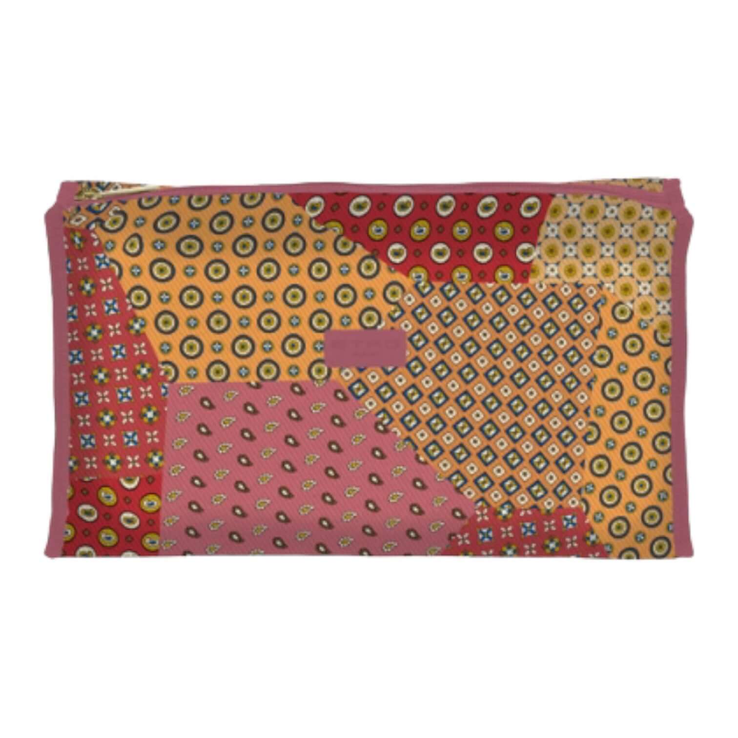 Trousse Trapezio in nylon lavabile con motivi colorati, perfetta per oggetti quotidiani e viaggi, chiusura a zip.