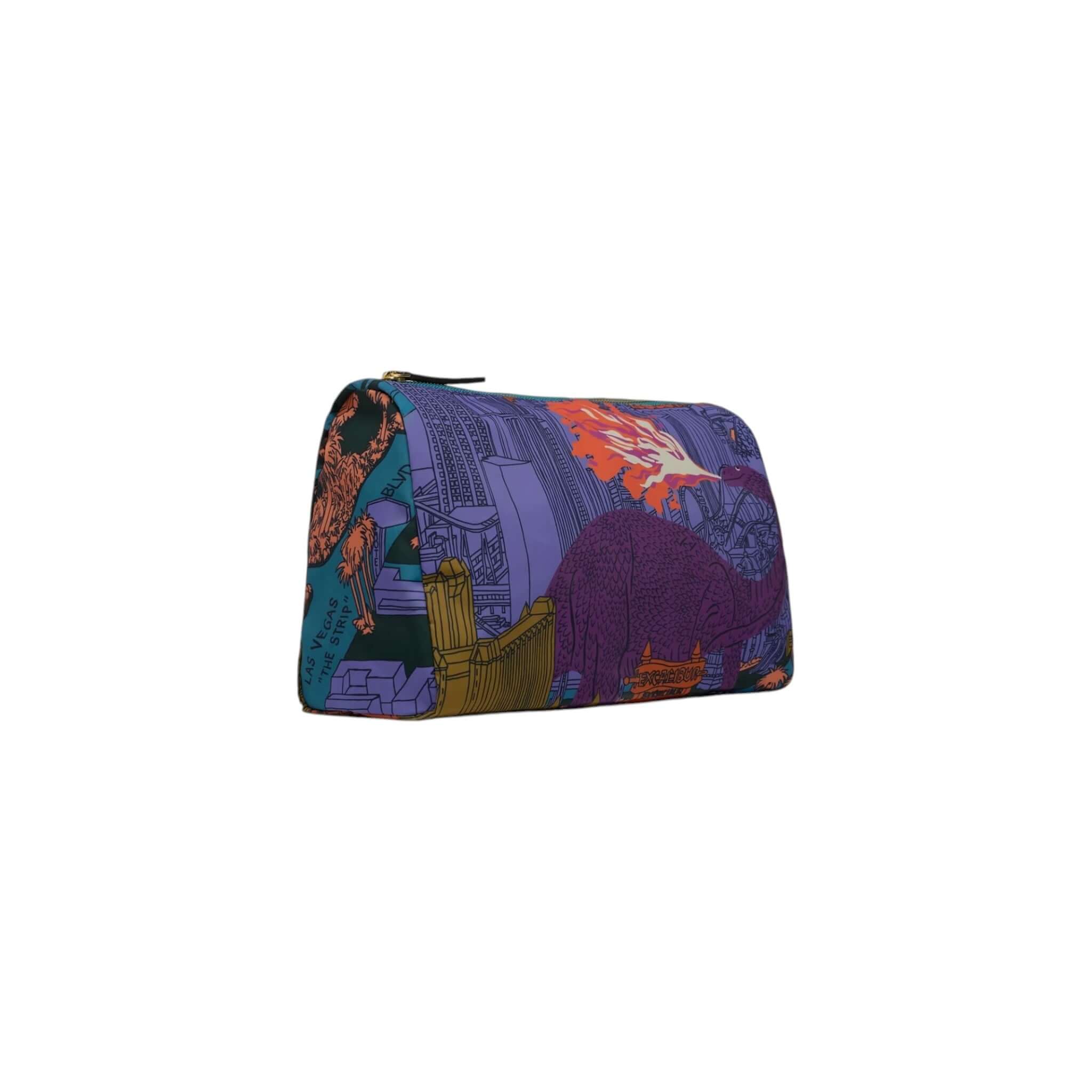 Trousse Vegas Big in colorful design with dinosaur graphics, practical nylon makeup bag for versatile storage.