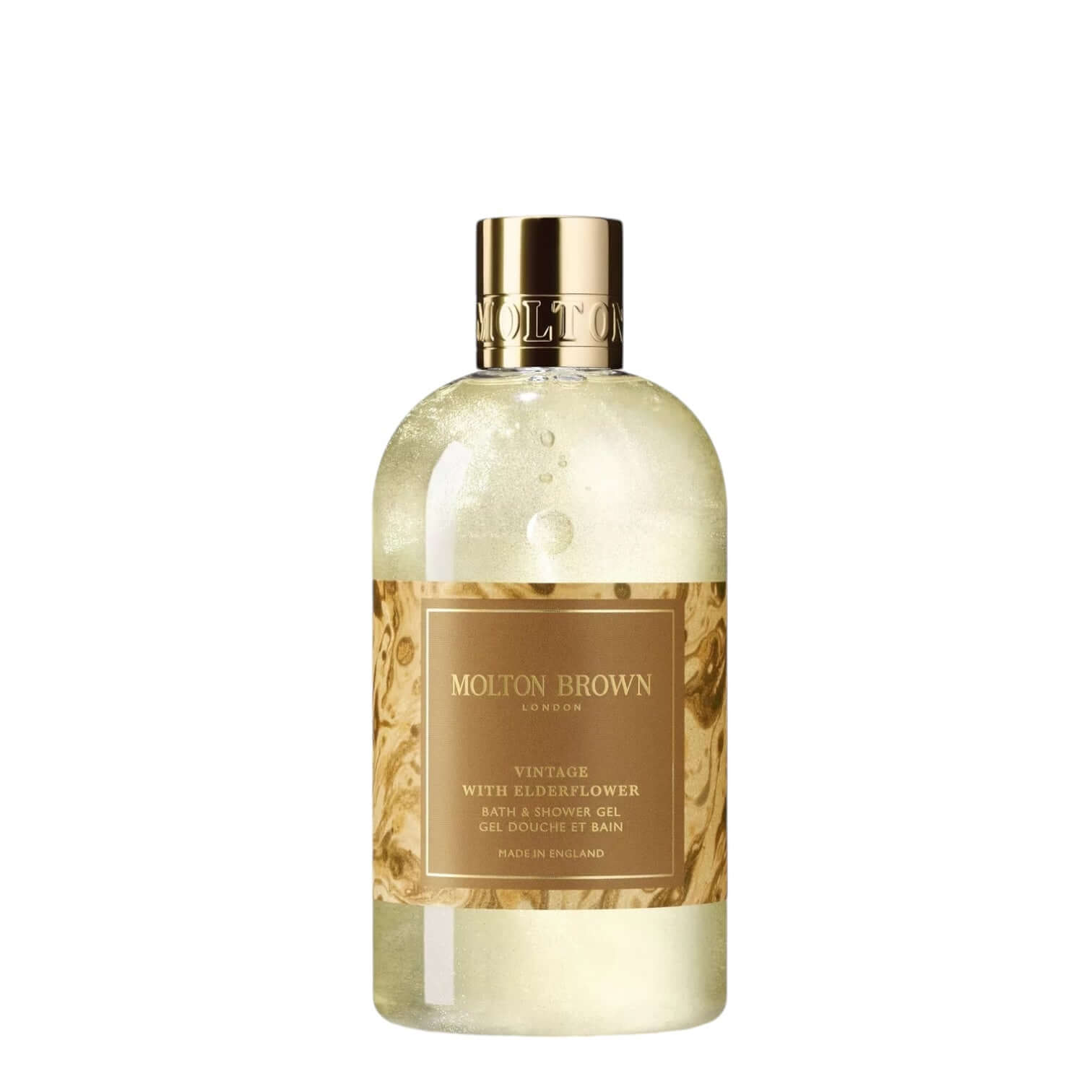 Vintage Gel Doccia Molton Brown, effervescente detergente floreale-fruttato in bottiglia da 300 ml.