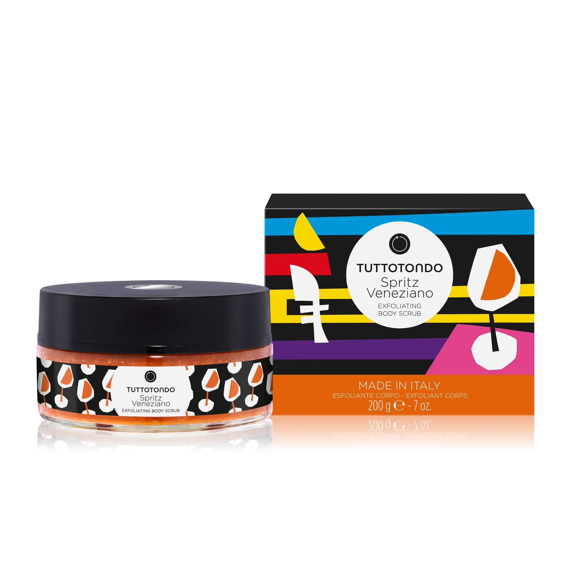 Tuttotondo Spritz Veneziano body scrub, 200g, with antioxidants for skin rejuvenation made in Italy.